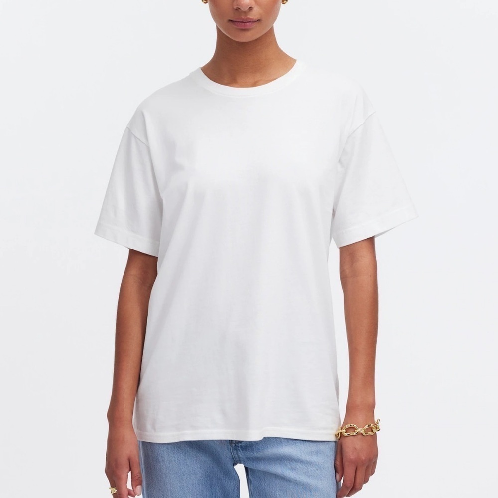 Madewell eyelet white Cotton Relaxed Oversized Tee